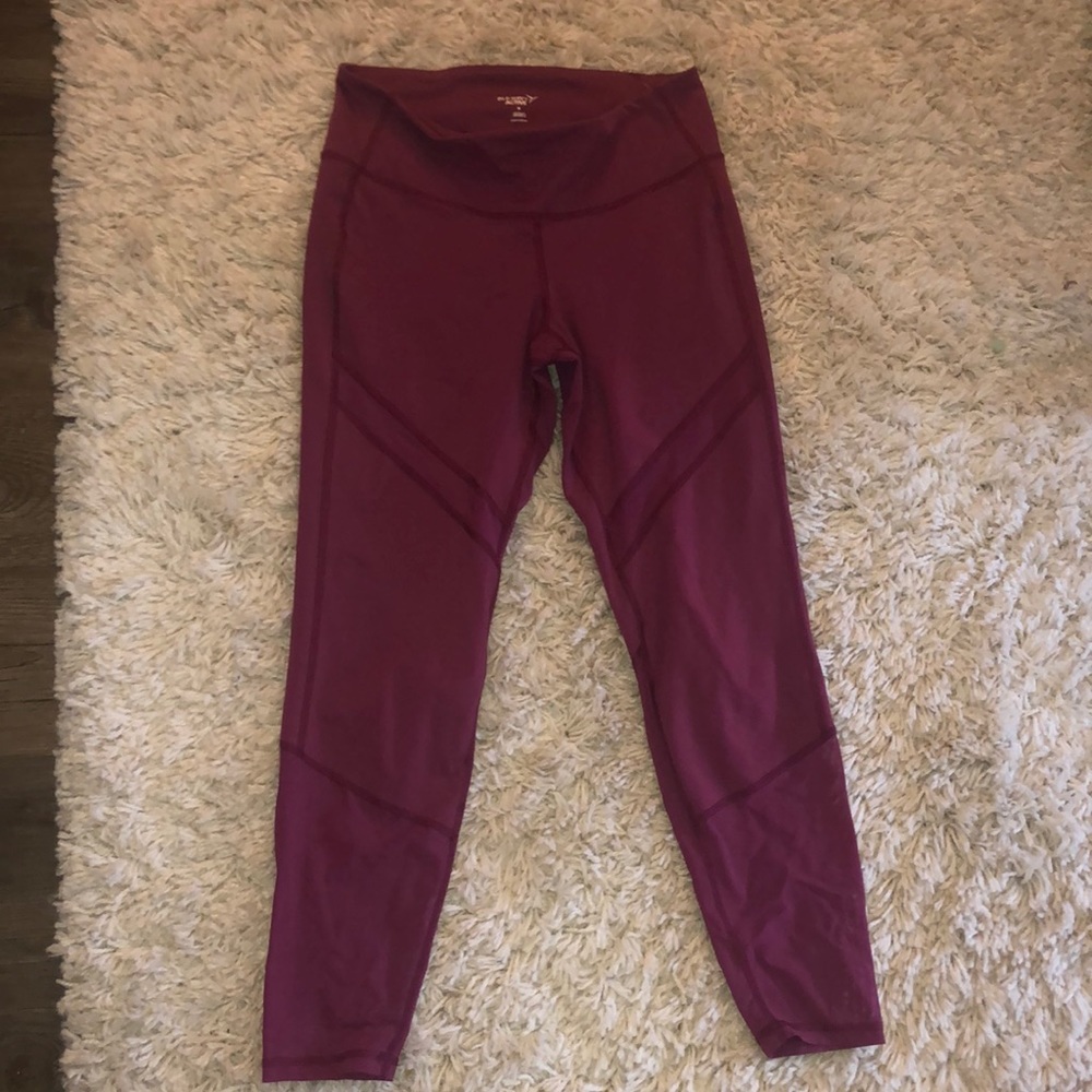 old navy maroon full length leggings